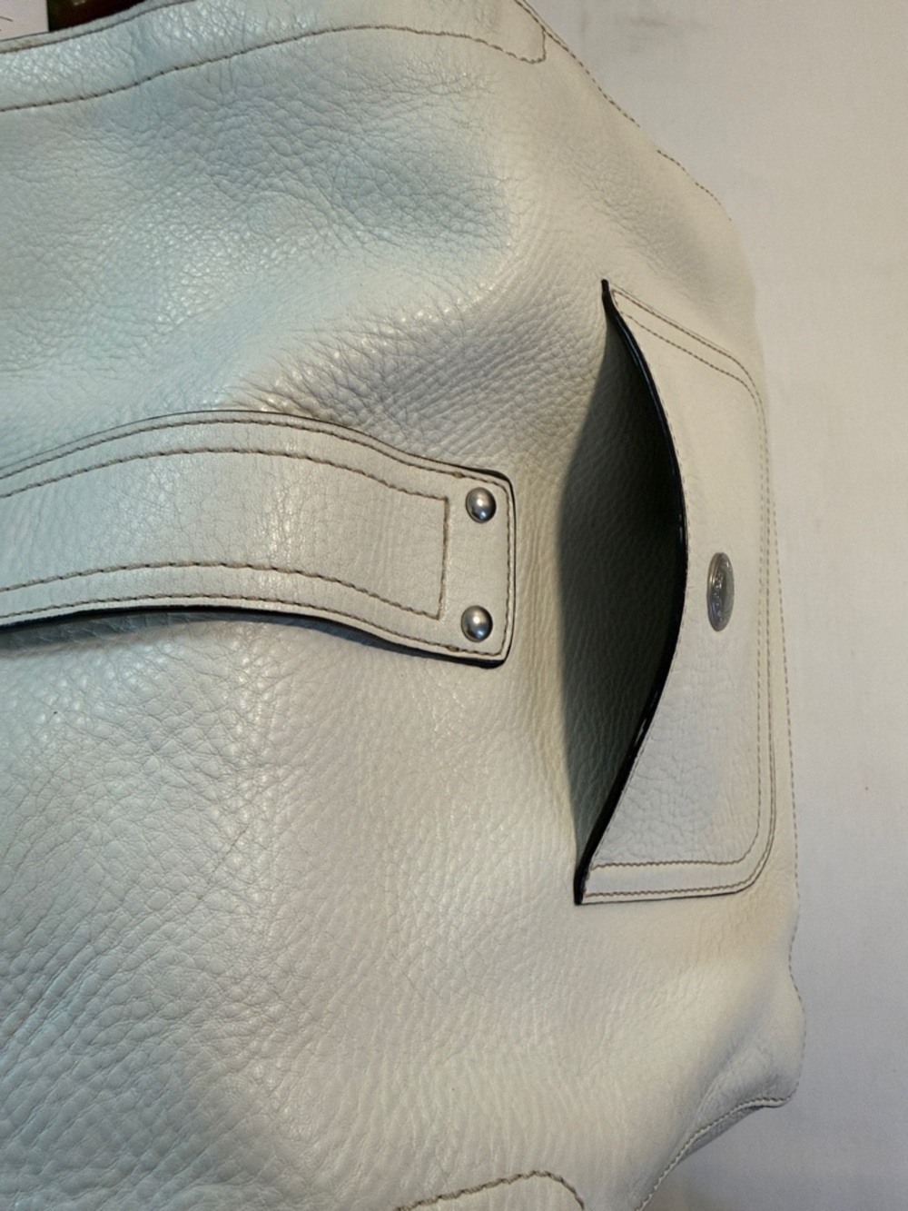 Coach Cream Pebbled Leather Shoulder Bag with Ring Detail - Picture 8 of 10